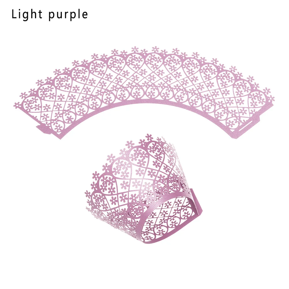 light purple 10 шт кружева цветок обертки для кексов лайнер DIY Украшение из мастики для торта чашки для именинного пирога для украшения детского душа вечерние принадлежности - Цвет: light purple