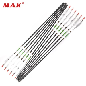 Стрелы из углеродного волокна, 80 см, 500 белых перьев индейки, белые зеленые наклейки для рекурсивного лука, стрельбы из лука