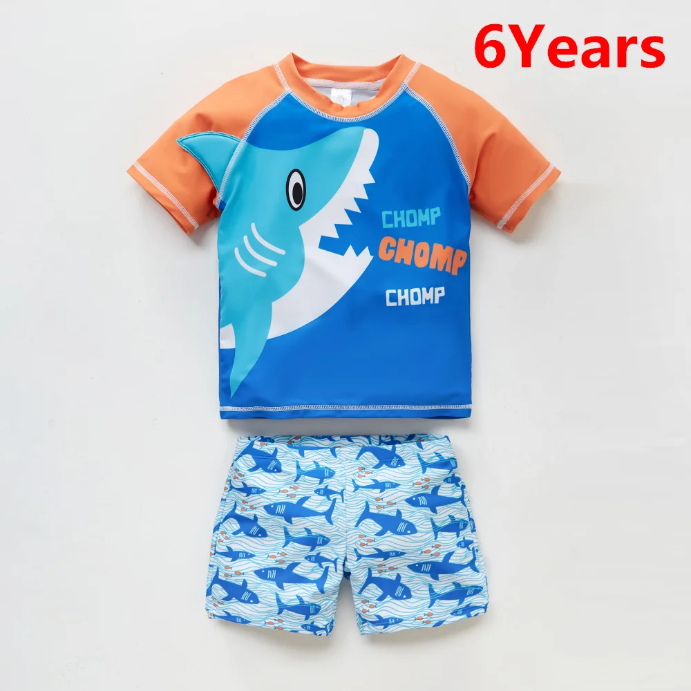 6Years Kavkas/Детский Комплект для мальчиков с принтом акулы и животных, купальник пляжная одежда для маленьких мальчиков от 12 месяцев до 8 лет купальный костюм с рисунком рыбы - Цвет: 6Years