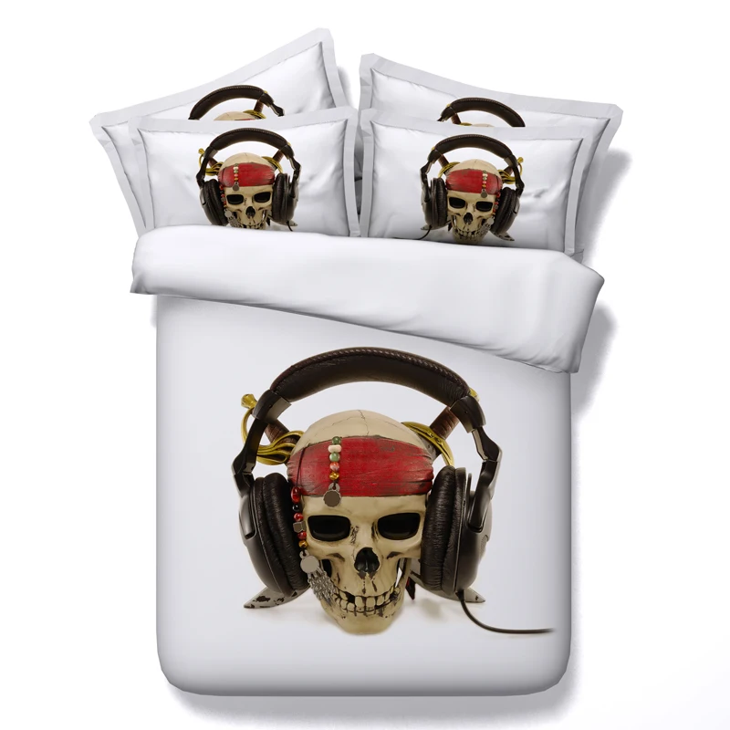 Free shipping cotton 3D 4pcs bedding set without filling twin/full/queen/king/super king size human skeleton/skull/head textile | Дом и сад