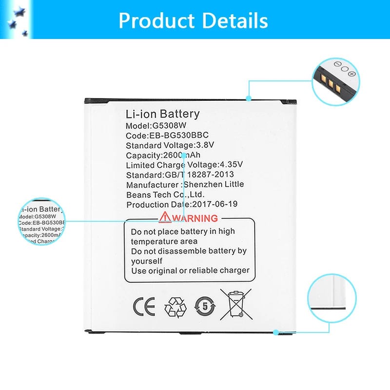 Nephy Батарея для samsung Galaxy J3 J320 J320FN J5 J500 J500FN J500H Grand Prime G530 G530H G530F Duos 2600 мА-ч