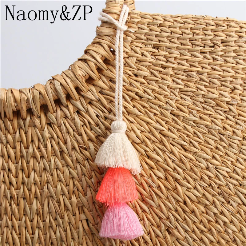 Naomy&ampZP 1PC Bohemian Handmade Bag Pendant Accessories Women Multicolor Cotton Tassel Key Chain Jewelry Charm Keychain Keyrings |