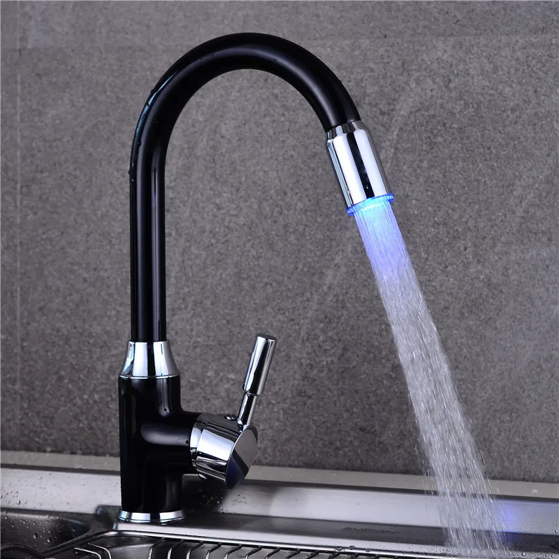 Раковина кран Кухня черный/белый латунная насадка с одной ручкой смеситель