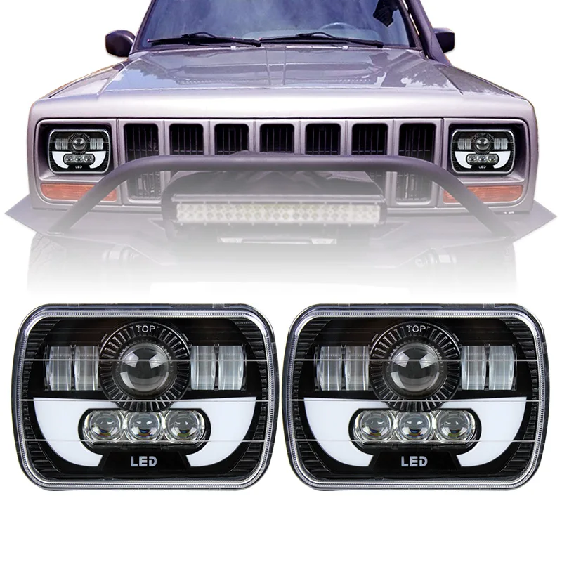 2 шт. 5x7 &quotсветодиодный фонарь W/ DRL заменить H6054 H5054 H6054LL 69822 6052 6053 для Jeep Wrangler YJ Cherokee