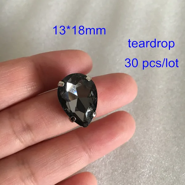 13X18mm teardrop Различные формы кристалла серого стекла шить на бусинке, граненые плоские задние бусины для украшения одежды, швейные изделия - Цвет: 13X18mm teardrop