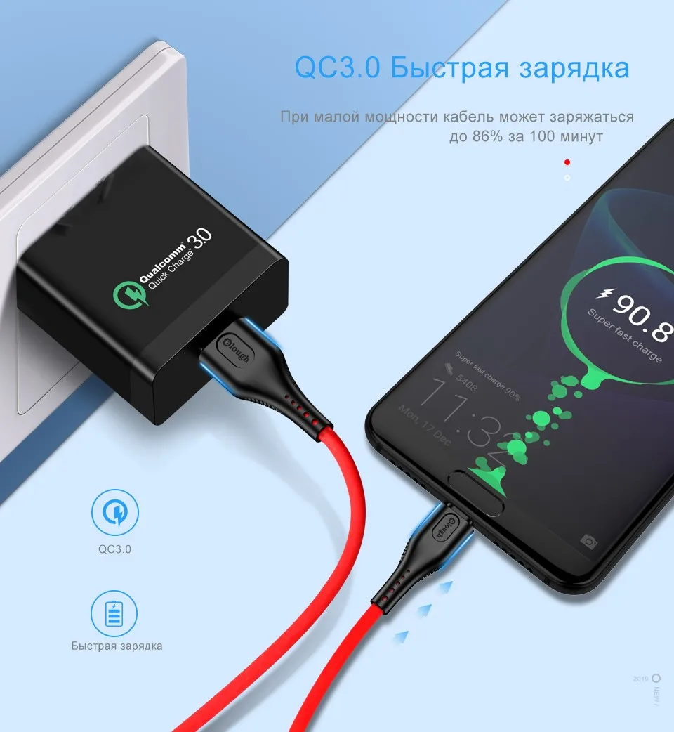 Elough Micro USB кабель для Xiaomi Redmi Note 7 2.4A Быстрая зарядка USB кабель для samsung S9 S8 плюс эластичный зарядки шнур