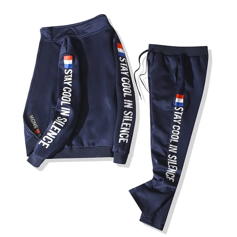 blue 352 Толстый мужской спортивный костюм, комплект зимней повседневной мужской спортивной одежды, комплекты из двух предметов, полосатая флисовая куртка с капюшоном, штаны, спортивные костюмы, мужской спортивный костюм - Цвет: blue 352