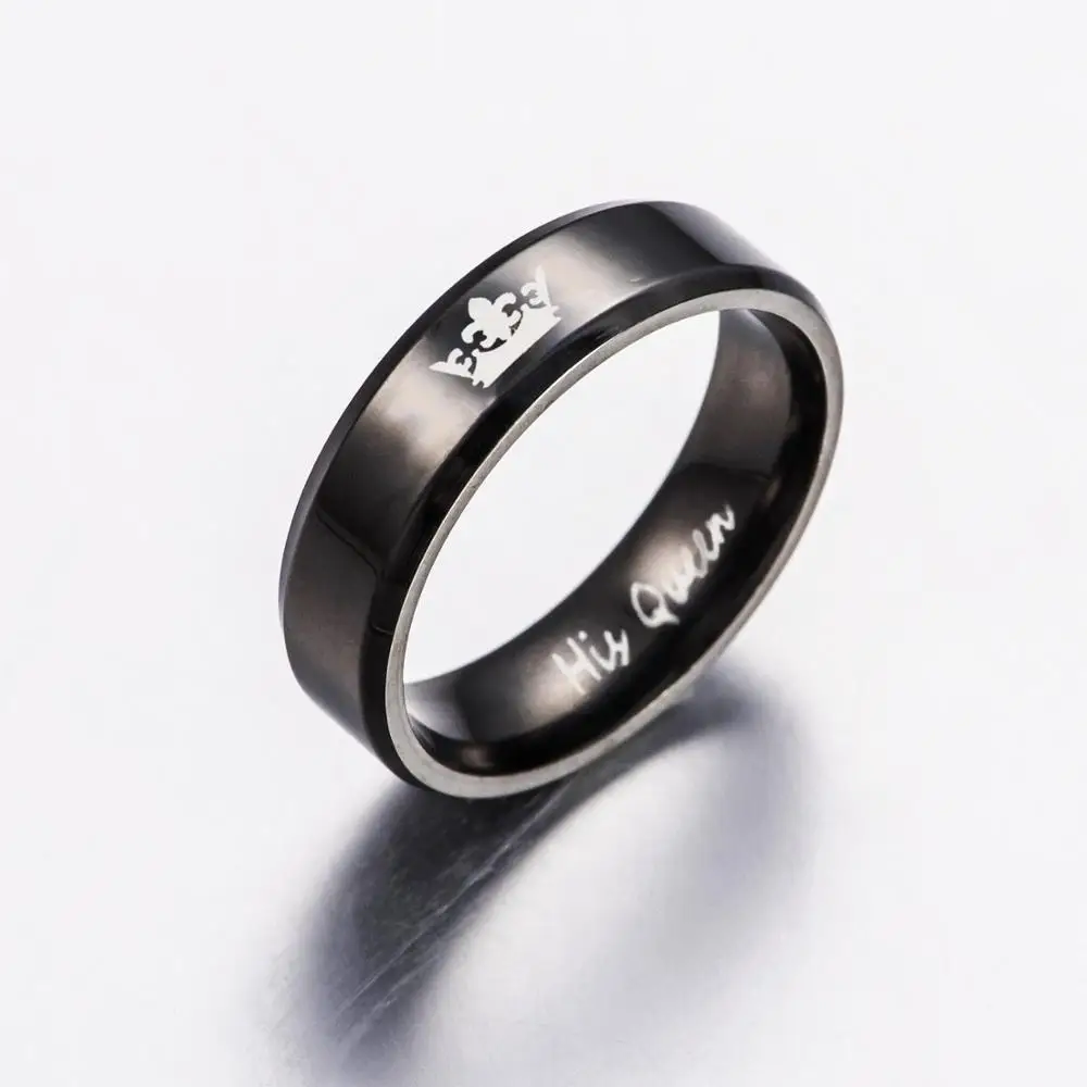 R441-Black-Q Miss JQ, нержавеющая сталь, король, королева, пара колец для мужчин и женщин, золотые обручальные кольца, обручальные, юбилейные, для влюбленных, его/ее обещания - Цвет основного камня: R441-Black-Q