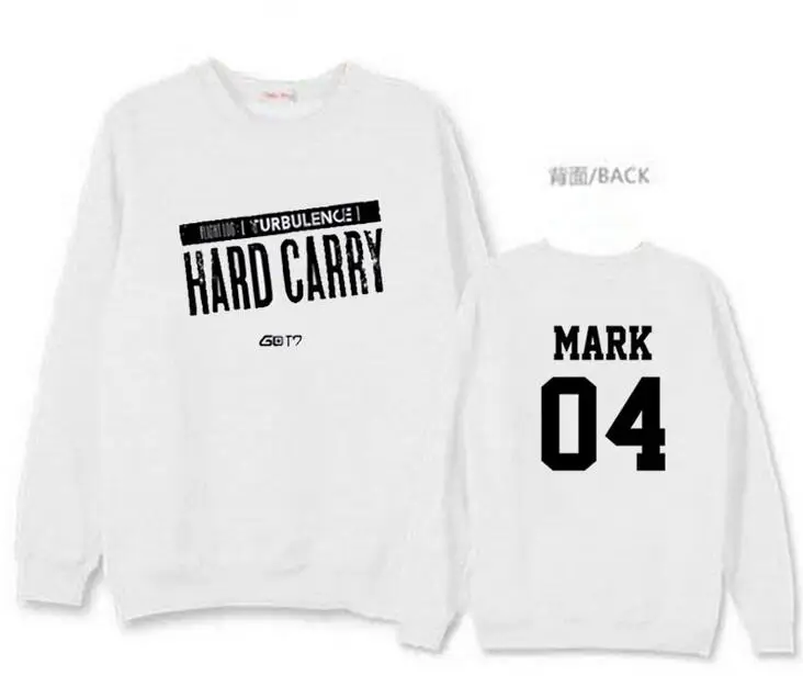 Толстовка с капюшоном Got7 тонкая надписью hard carry member круглым вырезом | Женская