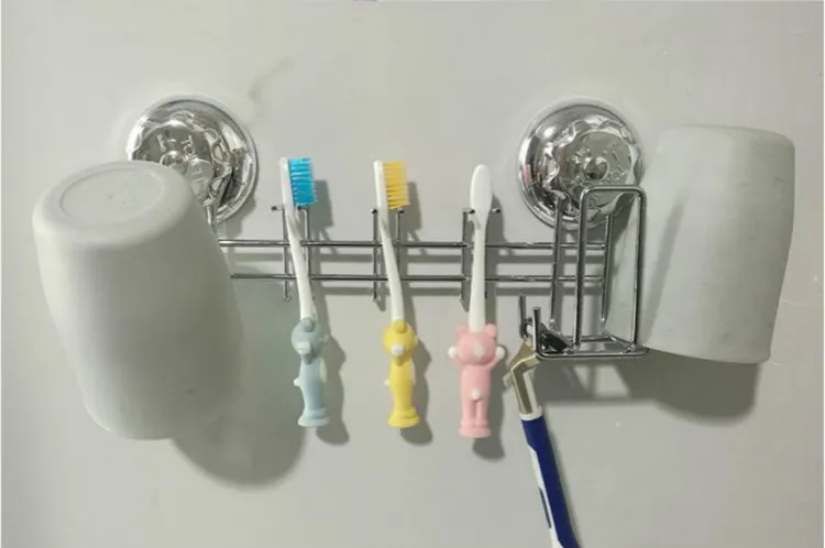 

New Suction Cup Tooth Brush Holder Stainless Steel Toothpaste and Razor Holder Shaver for Bathroom & Kitchen Organizer