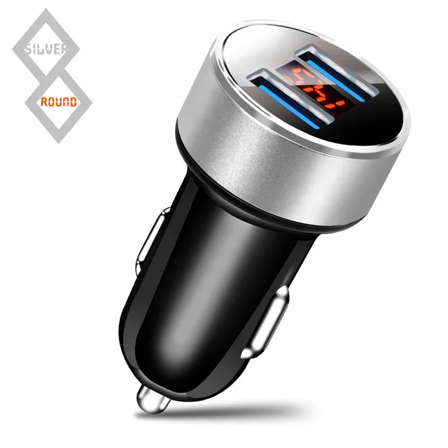Silver Charger Only Обновленное двойное автомобильное usb-устройство для зарядки телефона с цифровым светодиодным дисплеем автомобильное зарядное устройство 3.1A автомобильное зарядное устройство адаптер напряжение тока Автомобильное зарядное устройство - Тип штекера: Silver Charger Only