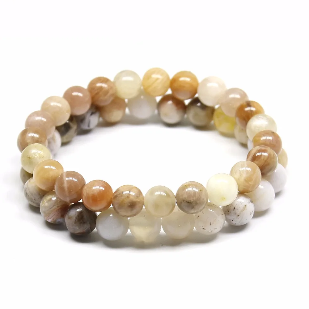 Женский браслет из ониксовых бусин натурального пресноводного солнечного камня