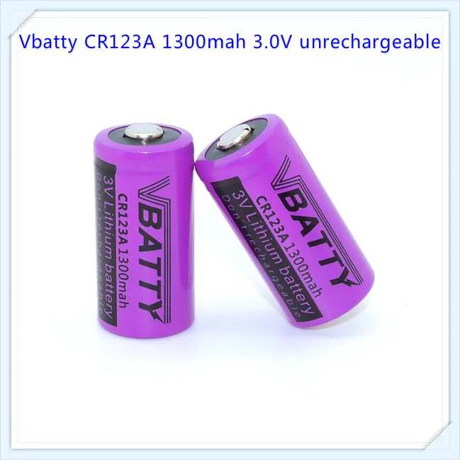 100% оригинал Vbatty CR123A 1300mah 3 0 V li ion неперезаряжаемая батарея наружный фонарик с