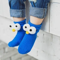 1 pair children winter 3d big eye warm heap socks fashion cotton solid colors breathable infant fashion girls boys cute socks