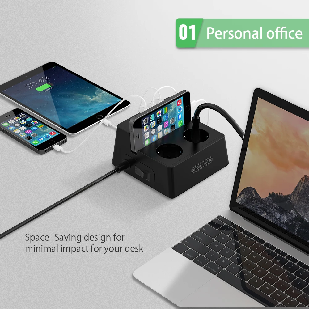 NTON Силовая розетка 2 розетки переменного тока удлинитель 5USB зарядное устройство EU силовая вилка Защита от перенапряжения для Xiaomi iphone домашняя Applianc