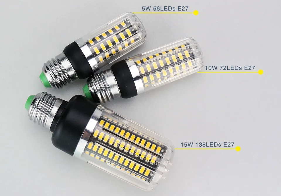 Затемнения без мерцания 5733 SMD Светодиодная Лампа 220 V 5 W 10 W 15 W E27 E14 светодиодная кукурузная лампа смарт-три уровня Диммер СИД лампы