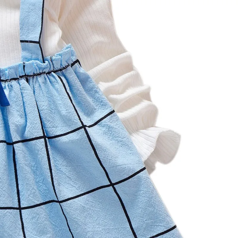 Girls Autumn Korean Style Long Sleeve Kids Clothes Baby Infant Cute Plaid Ribbon Princess Dress Children Clothing | Детская одежда и