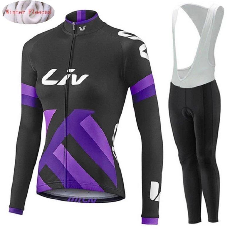 LIV 2018 зимний женский термальный флисовый комплект для велоспорта из джерси и