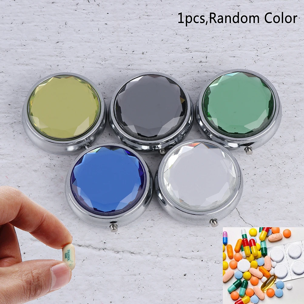 MINI Metal Round Silver Tablet Pill Boxes Holder Small Case Container Medicine | Красота и здоровье