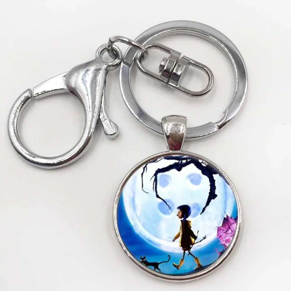 10Silver keychain Кораллиновый кабошон с фото стекло тибетская серебряная цепь кулон ожерелье HZ1 - Окраска металла: 10Silver keychain