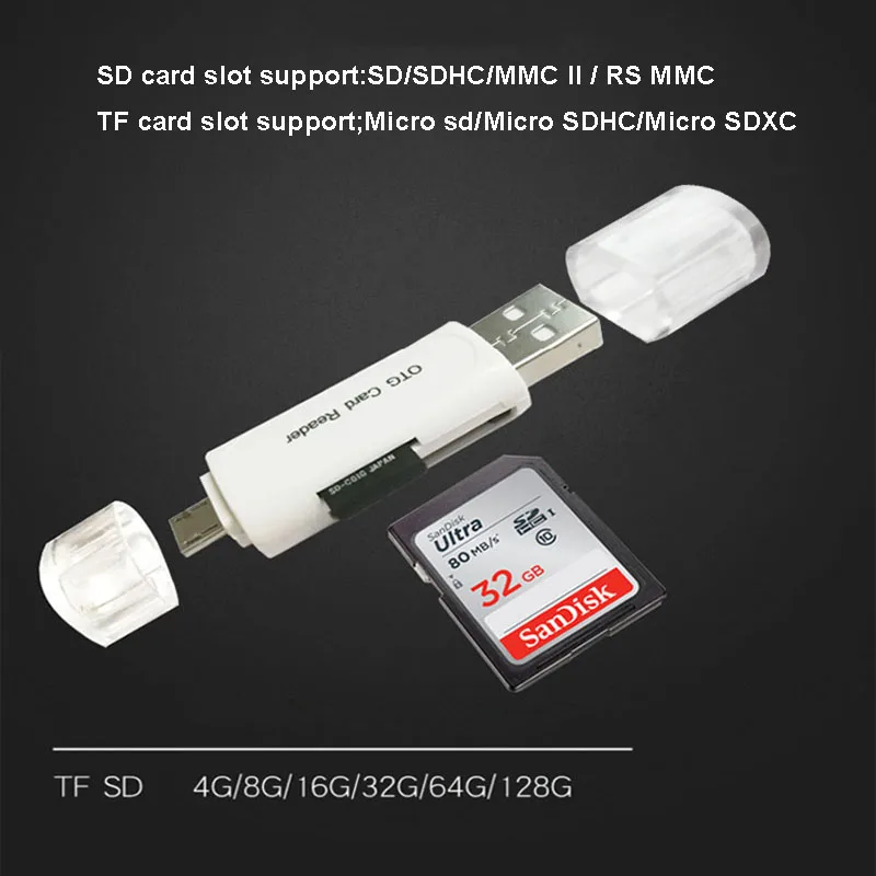 Vmonv 2 в 1 USB OTG кардридер флэш-накопитель USB2.0 TF/SD карта для телефона Android компьютера