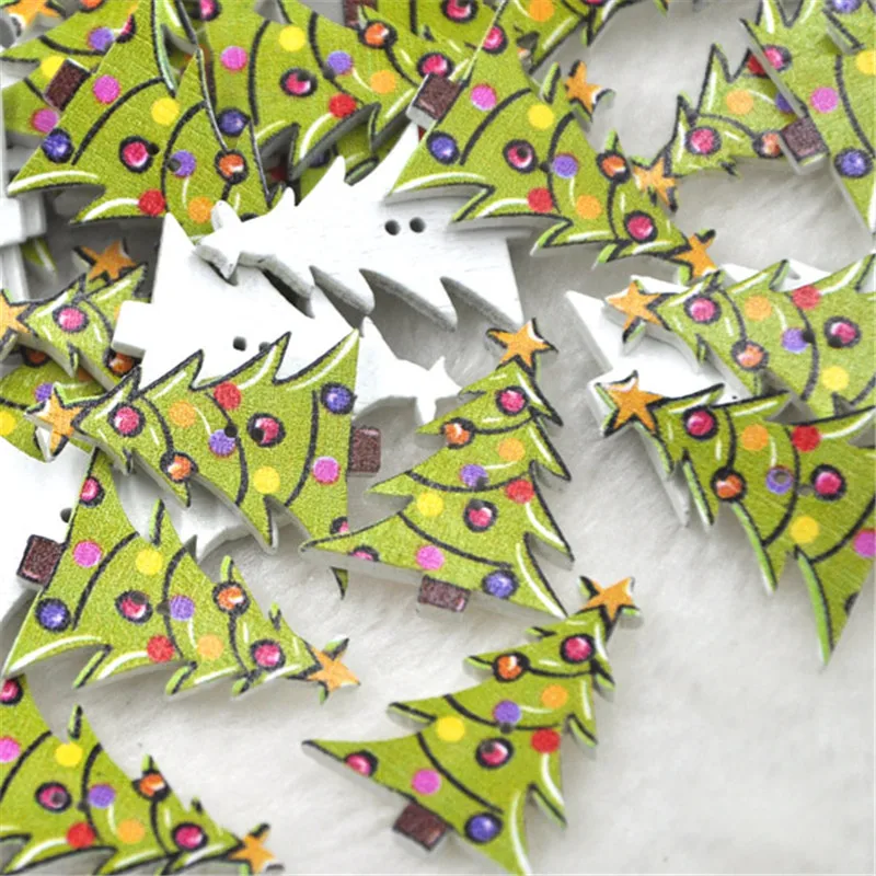 50 шт. с Рождеством Детские деревянные пуговицы для шитья WB327 50 шт. с Рождеством Детские деревянные пуговицы для шитья WB327