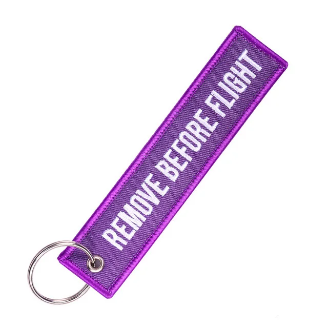 Purple Удаляйте перед полетом брелок чавейру Красная Вышивка брелок кольцо для авиационных подарков OEM брелок ювелирные изделия багажная бирка в виде брелка для ключей - Цвет: Purple