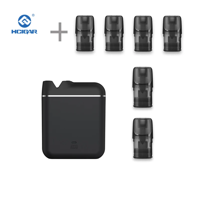 HCIGAR AKSO Plus Pod Kit 850 мАч встроенный аккумулятор и 1,4 мл многоразовый pod vape коробка с воздушным приводом pod система электронной сигареты - Цвет: Black kit with 4 Pod