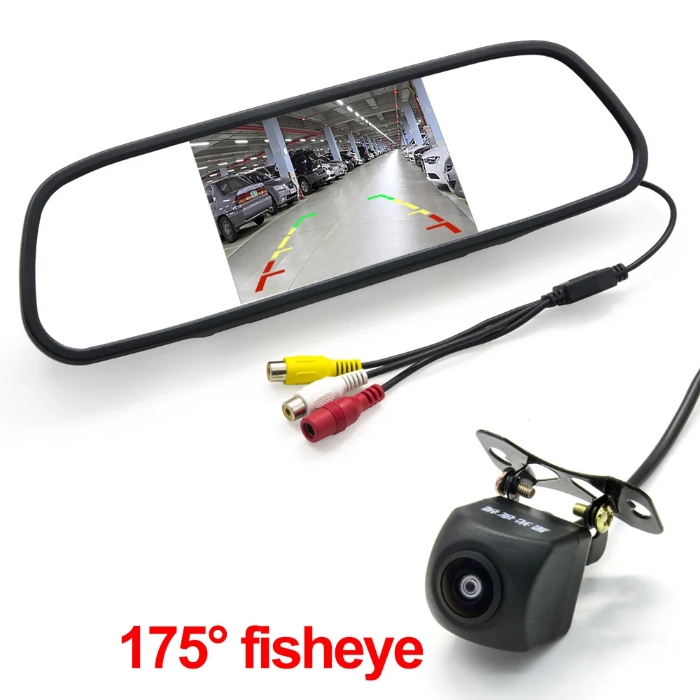 With fisheye Camera Owtosin Высокое разрешение HD 5 дюймов зеркало заднего вида монитор 800*480 Автомобильный парковочный монитор для камеры заднего вида 2CH видео вход - Цвет: With fisheye Camera