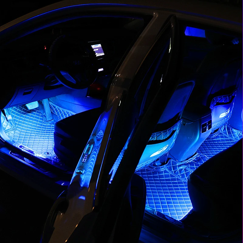 12 Светодиодный ных напольных ламп для салона автомобиля лампа украшения с USB