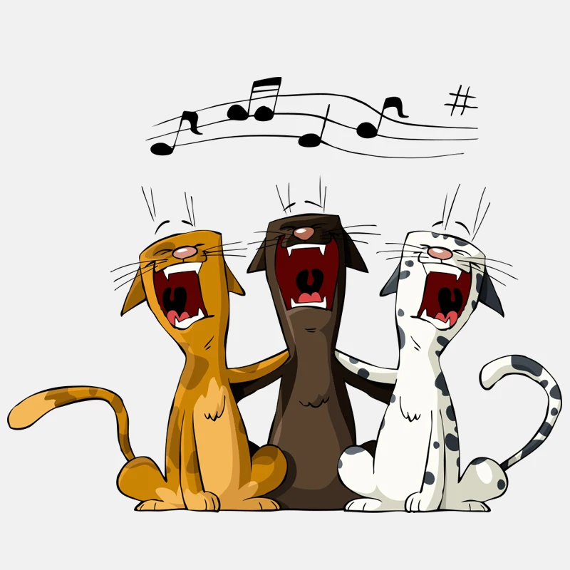 YJZT 16.5CM*12.6CM Interesting Three Singing Cats PVC Motorcycle Car Sticker 11-00920 | Stickers