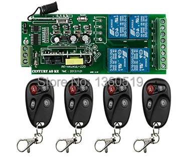 Беспроводной Радиочастотный релейный переключатель AC 85 250 В 110 220 230 4 канала для