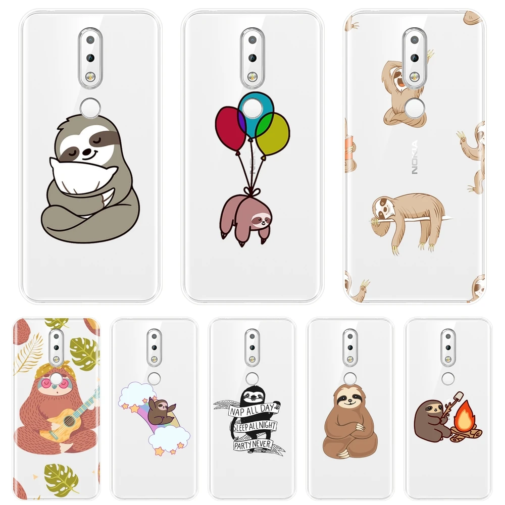 TPU Back Cover For Nokia 7.1 6.1 5.1 3.1 2.1 Plus Kawaii Sloth Funny Cute Soft Silicone Phone Case | Мобильные телефоны и