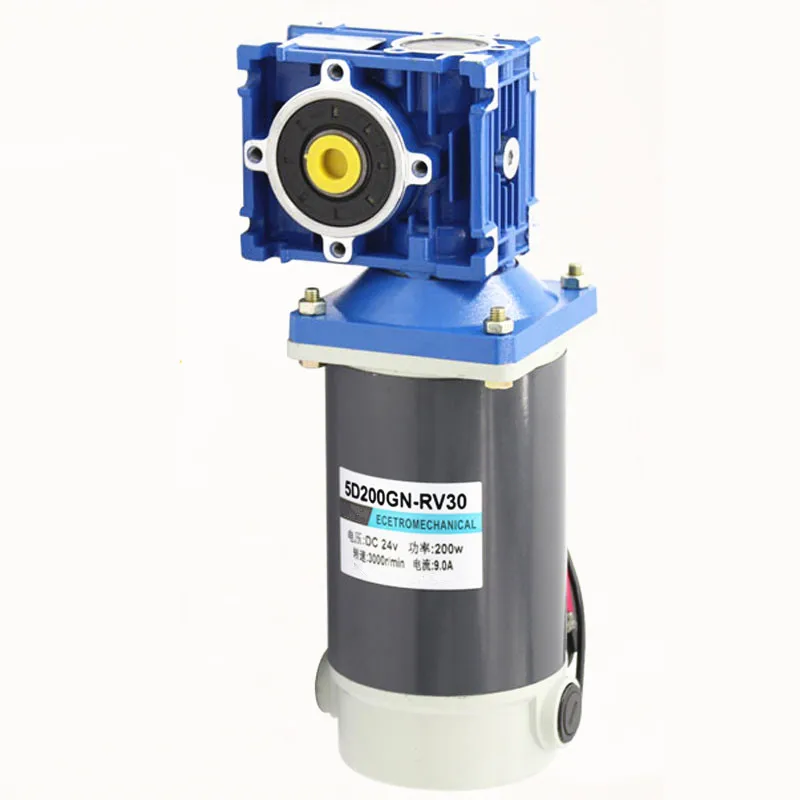 Червячный самоблокирующийся электродвигатель постоянного тока 12В 24В 200 вт