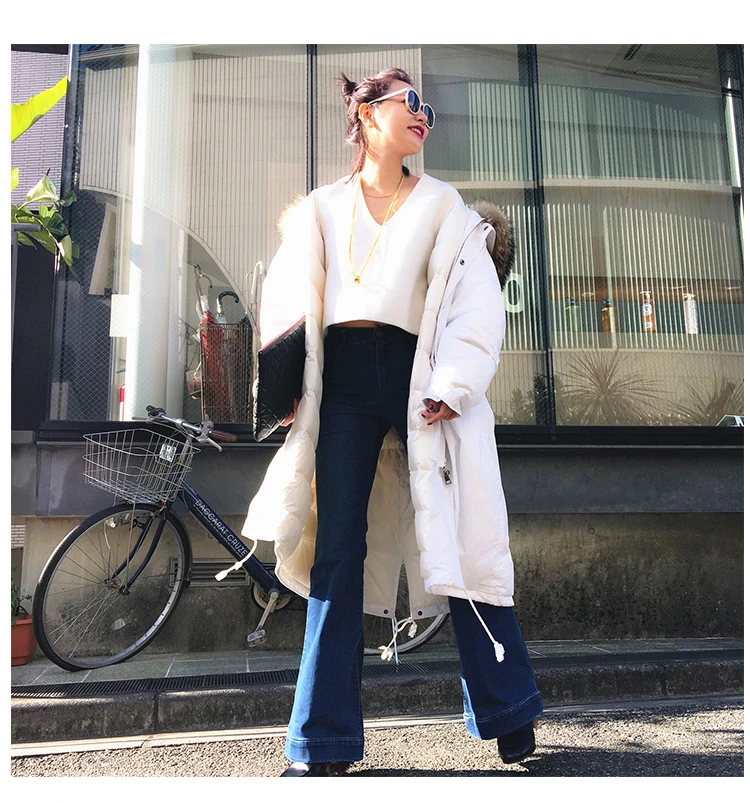 

Ultra long paragraph over-the-knee loose plus size large fur collar oversize female winter down coat thickening