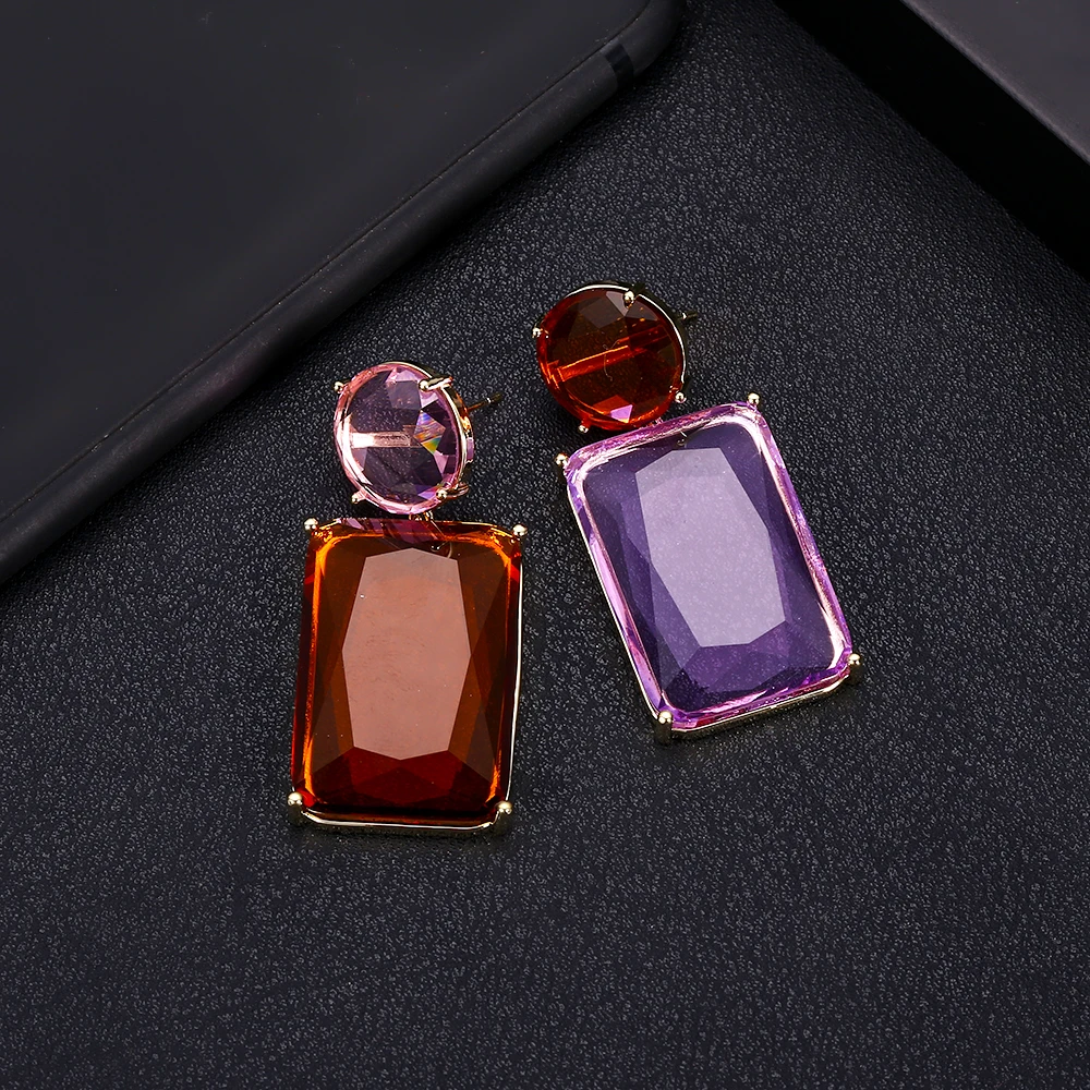 Jankelly 2 цвета модные квадратные большие длинные серьги с фианитами для женщин