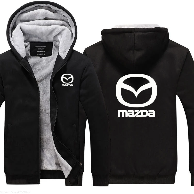 Мужские толстовки, зимняя мужская Толстовка Mazda, толстовки с длинным рукавом, уплотненное теплое пальто, худи на молнии, верхняя одежда, куртки - Цвет: 2