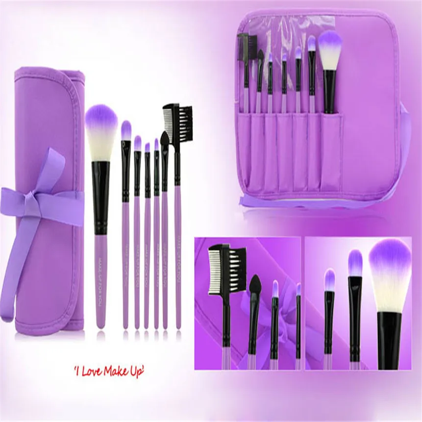 OutTop ColorWomen 7 шт./компл. кисти для макияжа модная фиолетовая деревянная Кисть