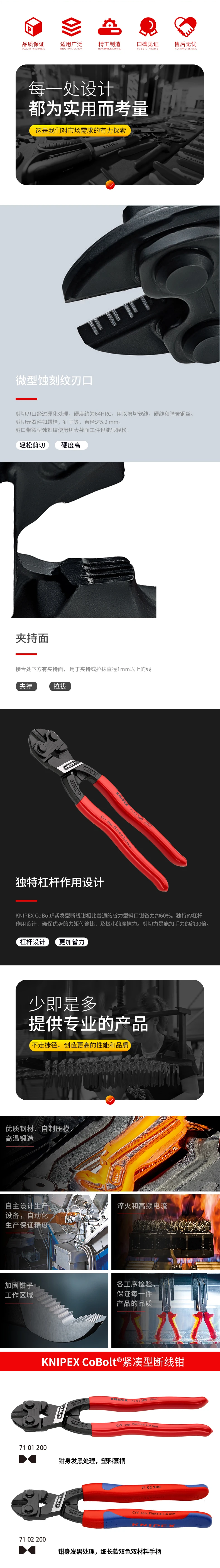 KNIPEX Германия KENIPACK инструмент CoBolt компактный экономный резак для проводов 7101200/7102200