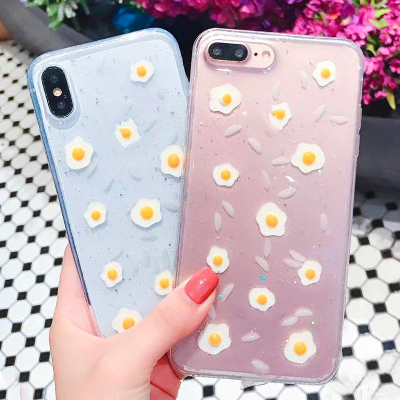 Простые эпоксидные блестки яйцо риса чехол для iphone X XR XS Max 8 7 6 6s Plus мягкие ТПУ