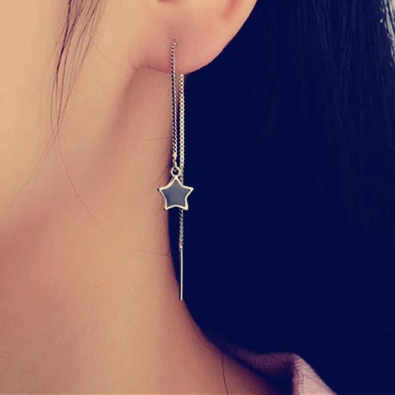 Женские Висячие серьги Boucles длинные висячие с цепочкой-звездой и кисточками