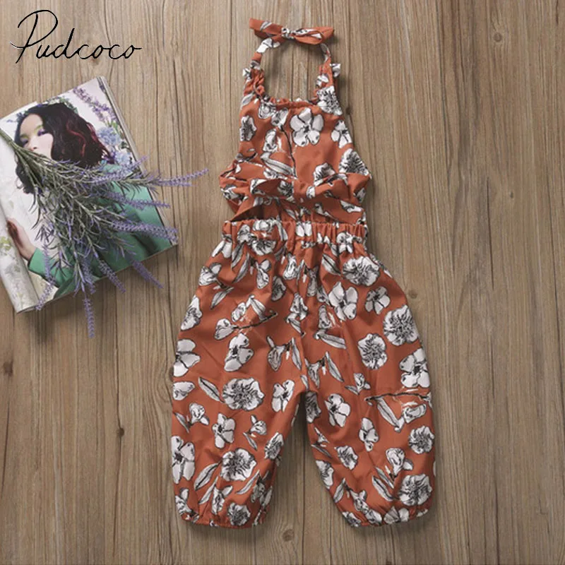 Pudcoco бренд хлопок для малышей маленьких девочек цветочный узор комбинезон костюм