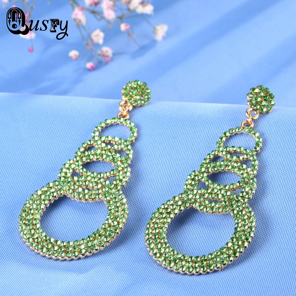 Круглый Форма люстра австрийского хрусталя посеребренные длинные Длинные