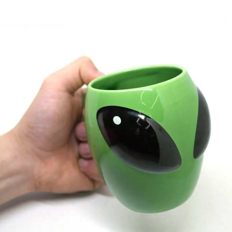 

300ML 3D Alien Shape Ceramic Mug Bar Restaurant Green Office Coffee Cup Creative Couples Lover Children Kids Gift Water Bottle