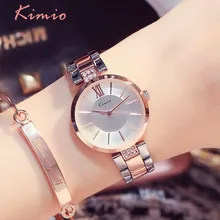 KIMIO, простые, тонкие, стразы, розовое золото, кварцевые часы для женщин, мода, женские часы, женские часы, наручные часы для женщин