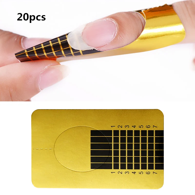 20pcs nail form LILYCUTE 20 мл Быстрое расширение поли УФ-гель розовый белый металл с прозрачными кристаллами светодиодный акриловый строительный гель для ногтей - Цвет: 20pcs nail form
