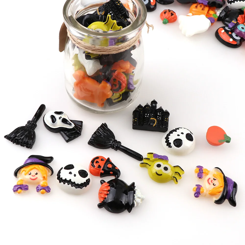 10 шт. Кабошон из смолы с плоской задней стороной в виде тыквы для Хэллоуина