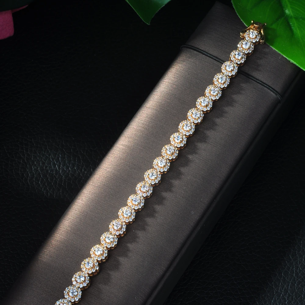 HIBRIDE трендовый микро CZ форма AAA + кубический циркон золотой цвет шарм браслеты для