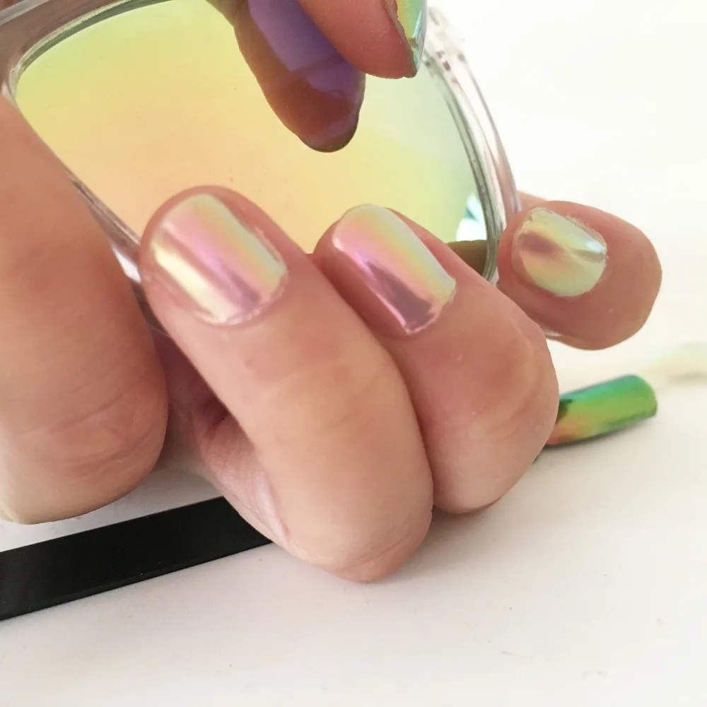 Зеркальный пигмент Aurora розовое золото неоновый Единорог Русалка блестящий