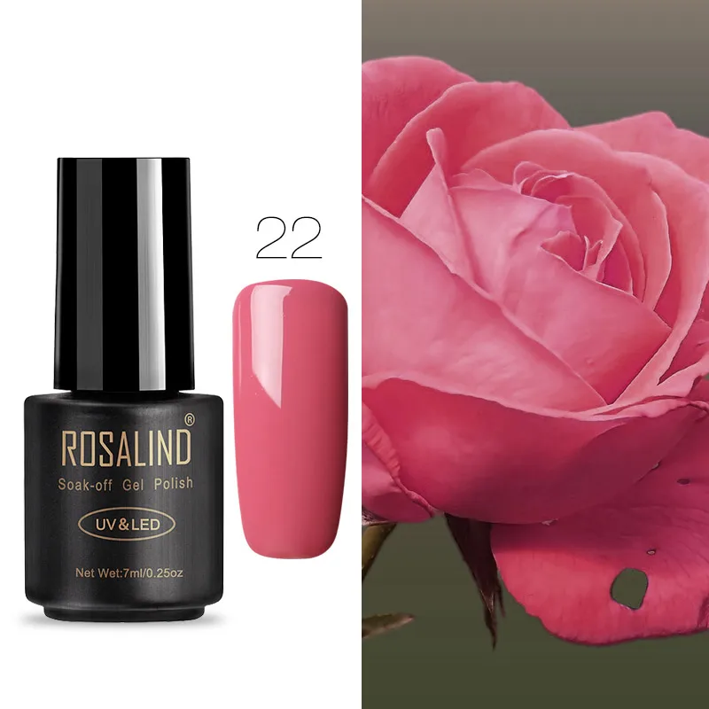 RA22 Гель-лак для ногтей ROSALIND, 7 мл, полуперманентный УФ-лак для ногтей, все для маникюра, базовое верхнее покрытие, Гель-лак для ногтей, грунтовка, Гель-лак - Цвет: RA22